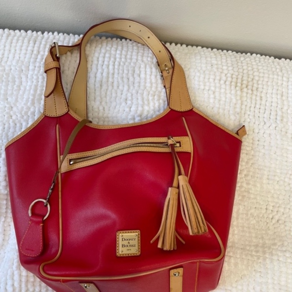 Dooney & Bourke red tote and key fob new with price tags